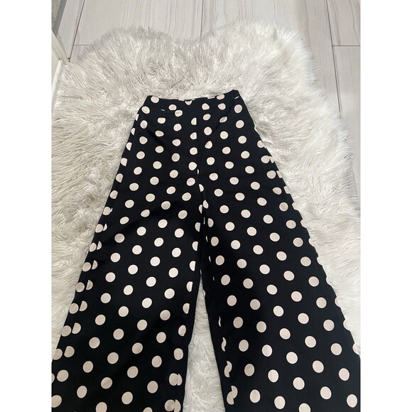 DO+BE Women’s Wide Leg Size Small Ankle Length Polka Dot White And Black - Picture 5 of 10